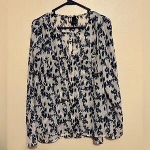 BKE Blue and White Patterned Blouse